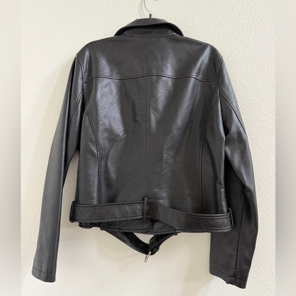 Levi's Black Vegan Leather Belted Moto Jacket - Picture 3 of 13